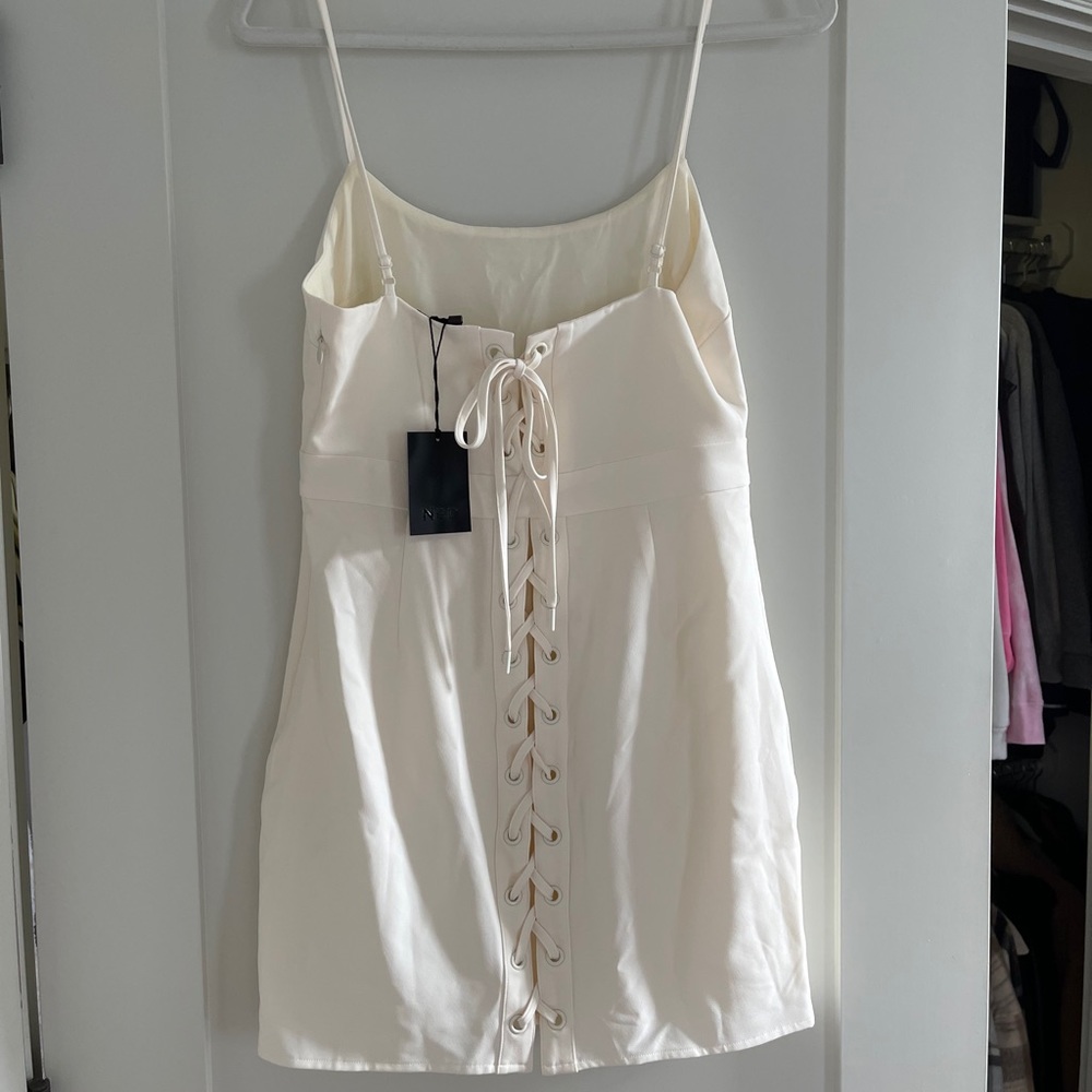 NBD White Lace Up Dress